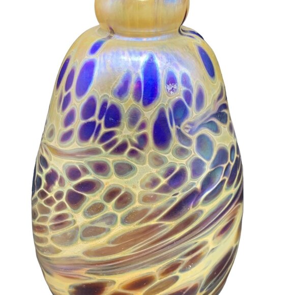 Brian Maytum Studios Signed 1990? Art Glass Iridescent Oil Lamp Gold Purple EXC! - Picture 2 of 8